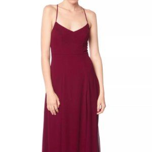 Bill Levkoff Wine Chiffon V-neck Dress